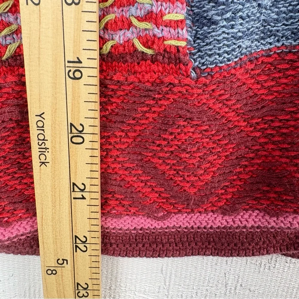 Christopher & Banks Colorful Patchwork Women's Sweater Hand Embroidered Medium - Picture 7 of 9